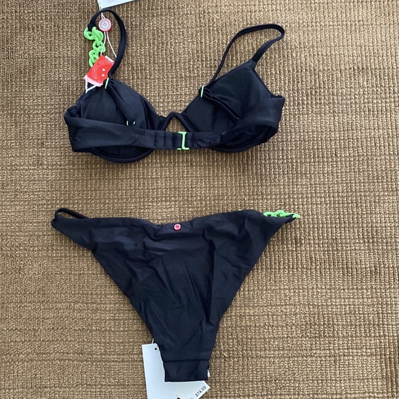 Red Carter Side Chain Bikini Set, Top-XS, Bottom-Small - Picture 5 of 6